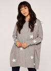 Lurex Star Oversized Jumper, Grey, large