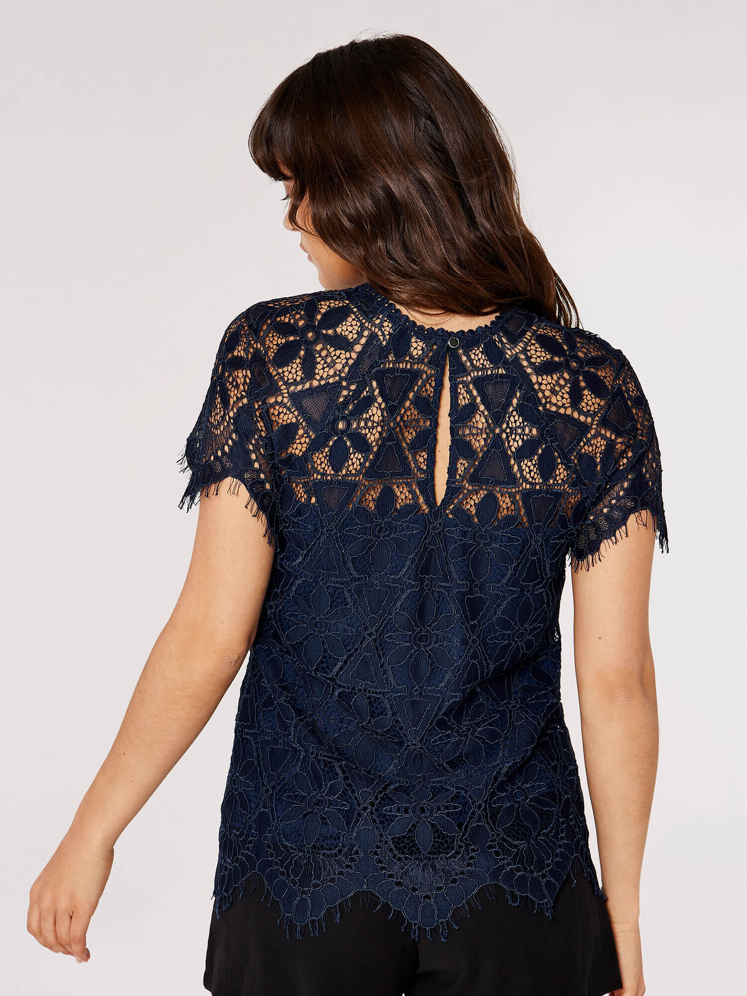 ladies navy lace tops