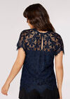 Guipure Scallop Lace Top, Navy, large