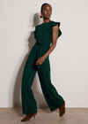 Ruffle Sleeve Jersey Jumpsuit, Pine Green, large