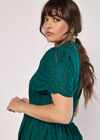 Cotton Broderie Midi Dress, Green, large