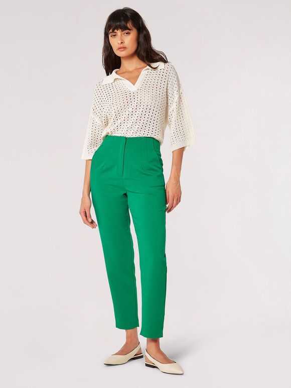 Pintuck Pleat Tailored Trousers, Green, large