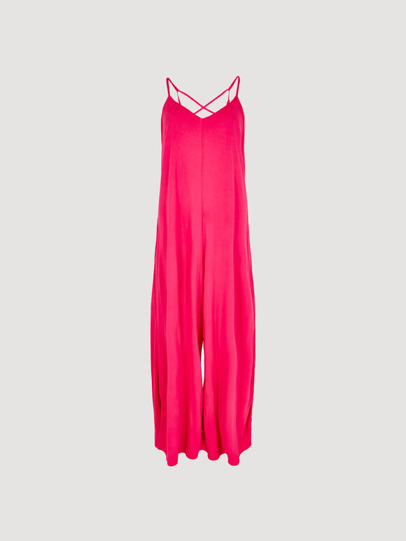 Modal Palazzo Jersey Jumpsuit, Fuchsia, large