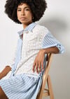 Mix Stripe Shirt Mini Dress, Blue, large
