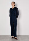 Floral Lace Blazer, Navy, large