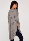 Leopard Star Print Curve Hem Top, Grey, large