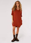 Soft Batwing Cocoon Mini Dress , Rust, large