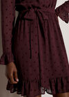Flocked Star Crepe Mini Dress, Plum, large