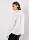 Bow Neck Ruffle Shirt, White, large