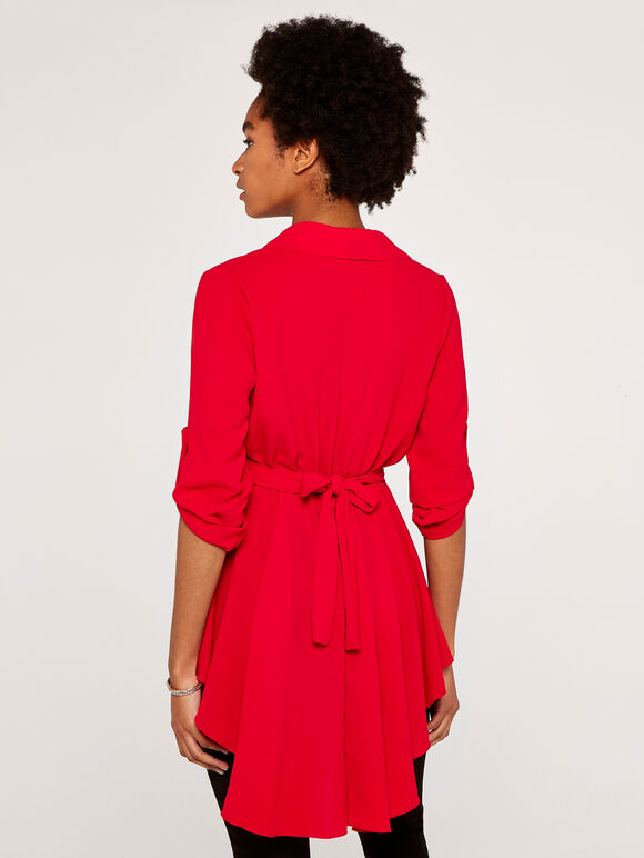 Hanky Hem Belted Top, Red, large