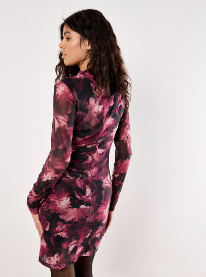 Floral Mesh Bodycon Mini Dress