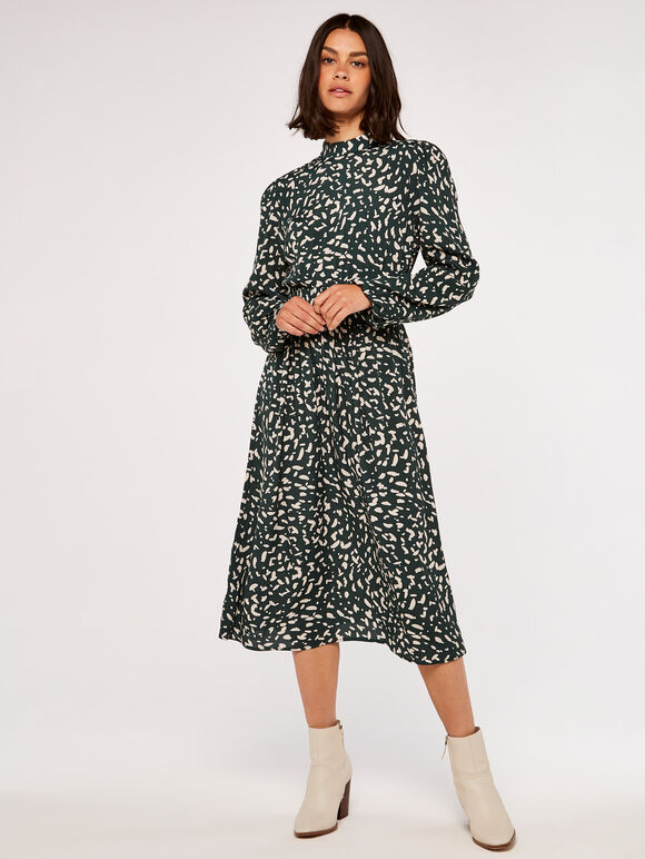 Brush Spot Dress, Green, large