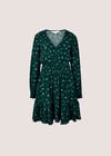 Vintage Floral Crepe Mini Dress, Green, large