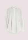 Balloon Sleeve Cotton Shirt, White, large