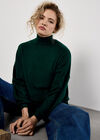 Mock Neck Oversized Soft Knit Top, Green, large