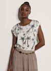 Giraffe Tropical Woven T-Shirt, Green, large