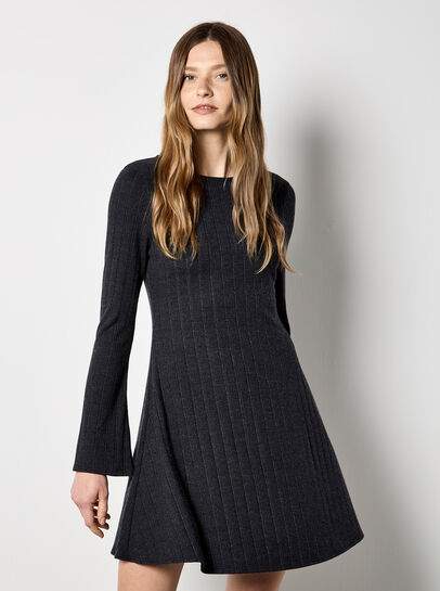 Pointelle Knit Jersey Swing Mini Dress