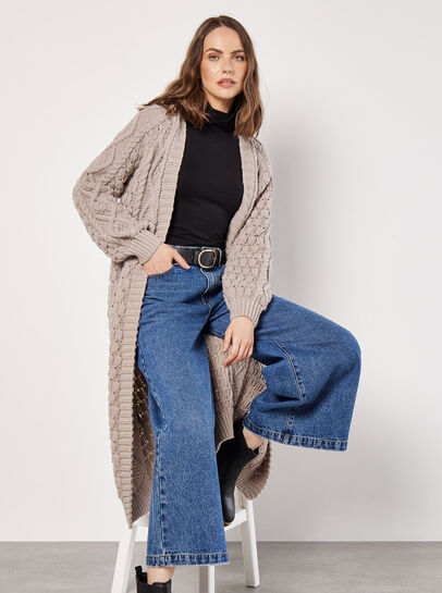 Chunky Cable Knit Longline Cardigan