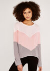 Waffle Knit Chevron Top, Pink, large