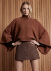 Mock Neck Cape Jumper, Rust, large