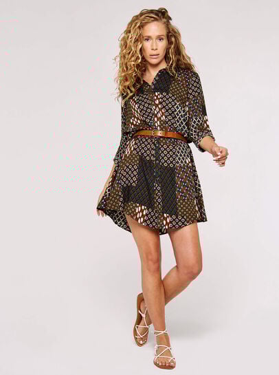 Patchwork Shirt Mini Dress