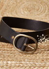  Leather Gold Buckle Belt, Black, large