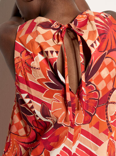 Abstract Print Bubble Hem Mini Dress