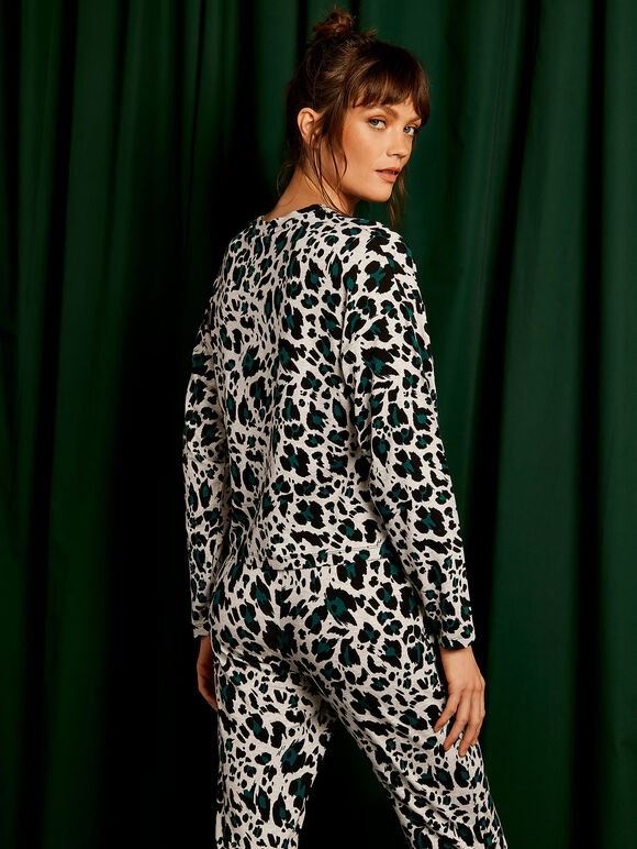 Cheetah Print  Night Jumper, Grey, large