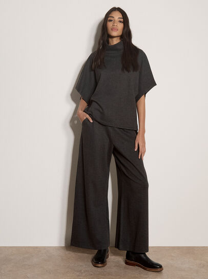 Herringbone Roll Neck Batwing Top