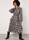 Ikat Tiered Shirt Midi Dress, Dark Grey - Charcoal, large