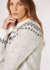 Fair-Isle-Pullover mit Edelsteinverzierung, Grau, Größe L