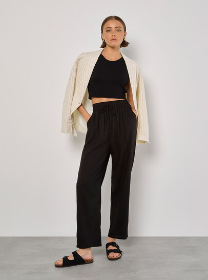 Linen Blend Cropped Trousers