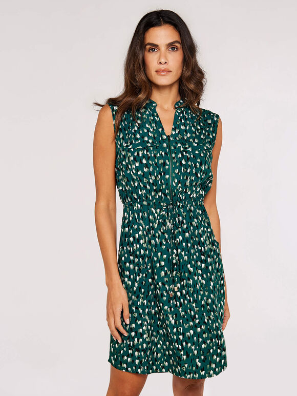 Mini-robe zippée Brushstroke, Vert, grand