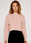 Aran Knit Jumper, Pink, large