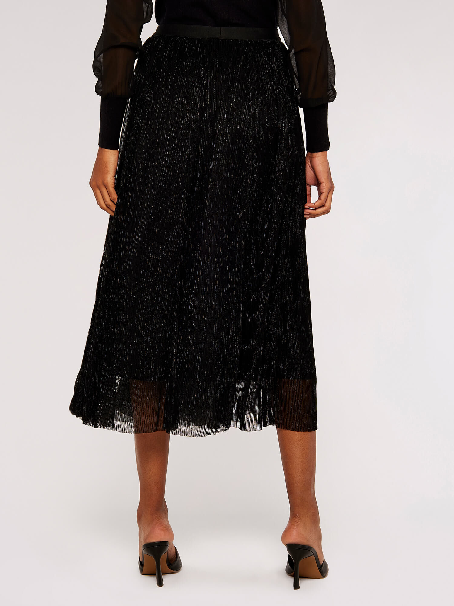 pleated lace midi skirt