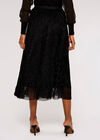 Lurex Pleated Midi Skirt, Black, large