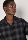 Oversized Check Corduroy Shirt, Grey, large