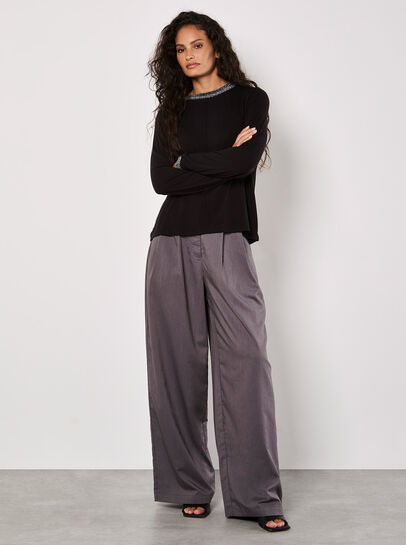 Sparkle Trim Jersey Knit Top