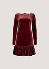 Velvet Bodycon Bubble Hem Mini Dress, Burgundy, large