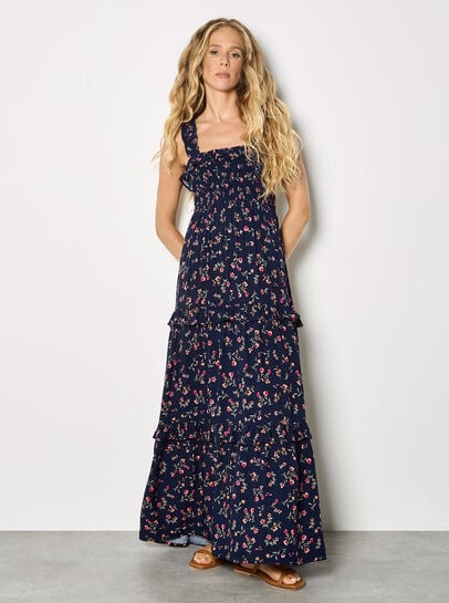 Ditsy Floral Smocked Maxi Dress