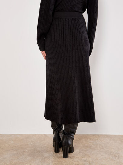Fine Knit Cable Midi Skirt