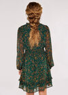 Paisley Ruffle Mini Dress , Green, large