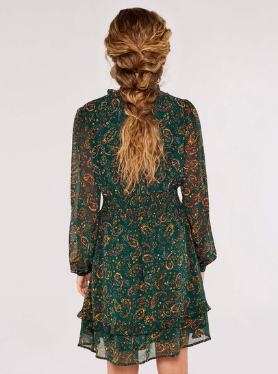 Paisley Ruffle Mini Dress 