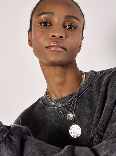 Waffle Panel Washed Cotton Sweatshirt