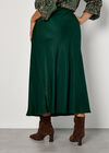 Curve Satin Bias Midi Skirt, Green, large