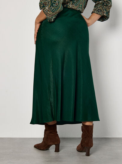 Curve Satin Bias Midi Skirt