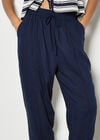Ladder Lace Insert Linen Joggers, Navy, large