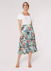 Painterly Tropical Midi Skirt, Cream, large