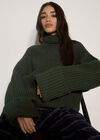 Chunky Knit Roll Neck Jumper, Green, large