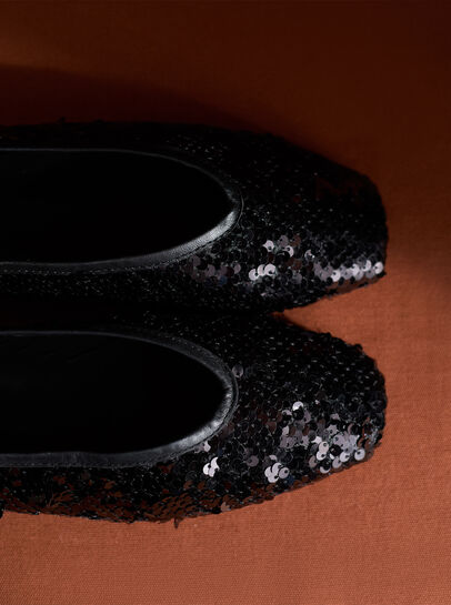 Sequin Embellished Ballerina Shoes